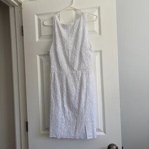 Selfie Leslie White Sequin Sleeveless Mini Dress